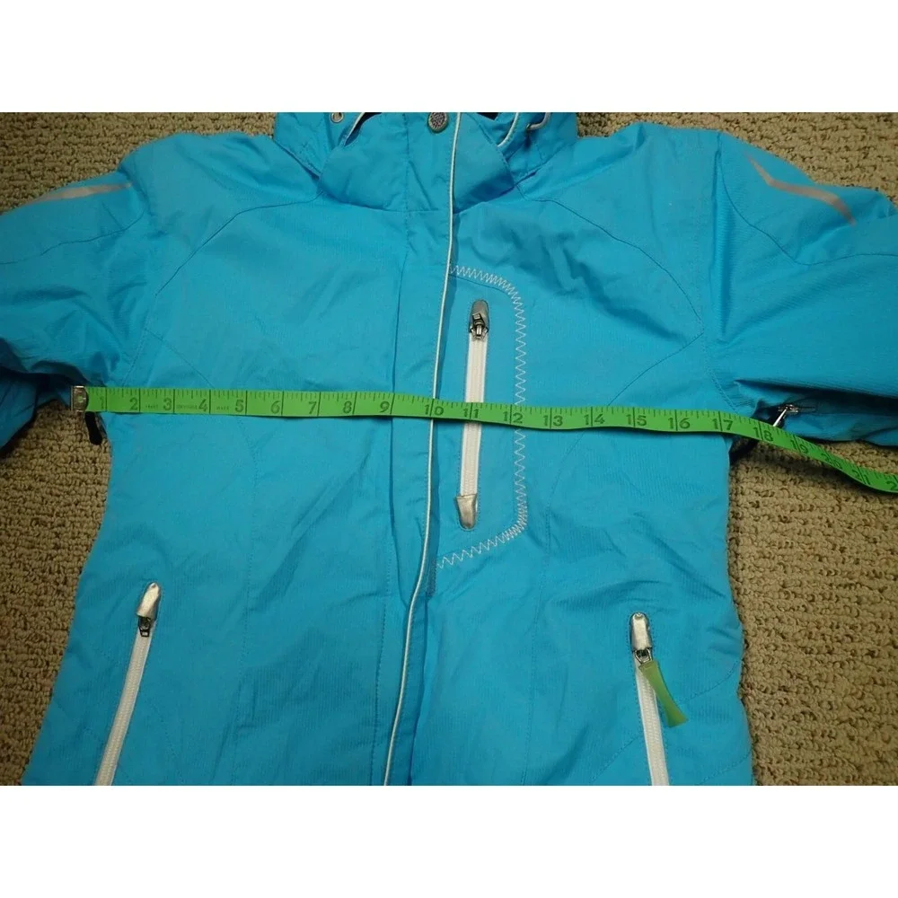 Obermeyer Ski Jacket Juniors 14 Turquoise Blue Good Insulated Hooded Winter Coat